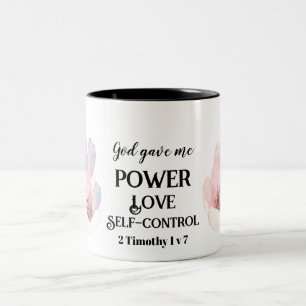 Caneca De Café Em Dois Tons Bíblia Floral Cor-de-Rosa Personalizada Versa Insp