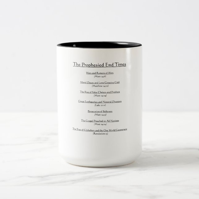Caneca De Café Em Dois Tons BÍBLIA: Os Tempos Finais Proferidos (Centro)