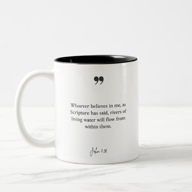 Caneca De Café Em Dois Tons Bíblia Verse John 7:38 Mug (Esquerda)