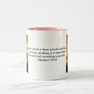 Caneca De Café Em Dois Tons Bíblia Verso Café Mug Rosa - Matthew 19:26