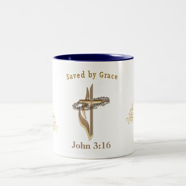 Caneca De Café Em Dois Tons Bíblia Verso salvo pela Grace (Centro)