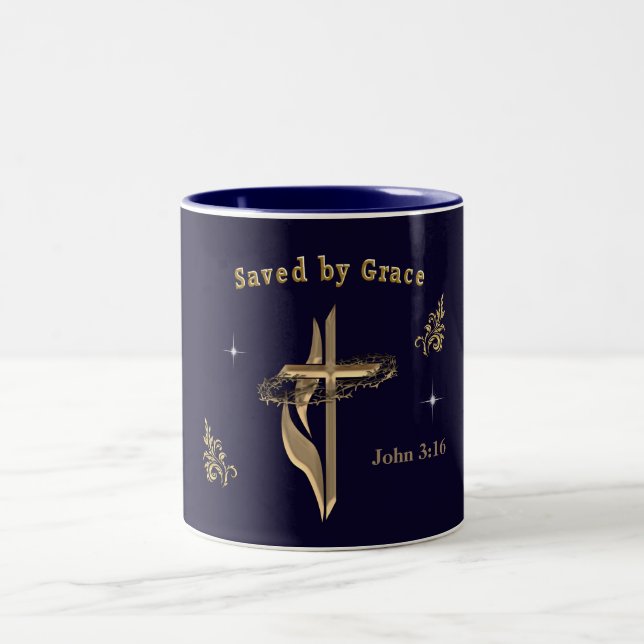 Caneca De Café Em Dois Tons Bíblia Verso salvo pela Grace (Centro)