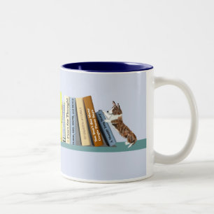 Caneca De Café Em Dois Tons Biblioteca Corgi