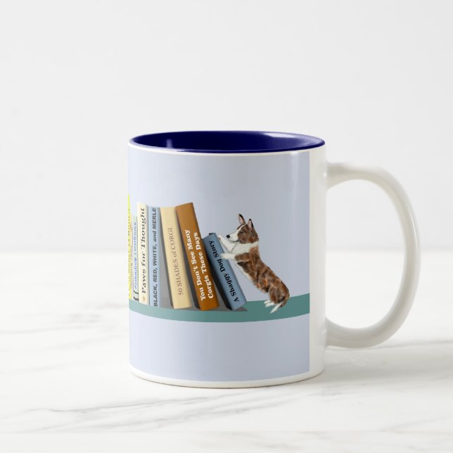 Caneca De Café Em Dois Tons Biblioteca Corgi (Direita)