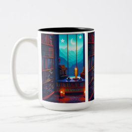 Caneca De Café Em Dois Tons Biblioteca Night Sky