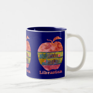 Caneca De Café Em Dois Tons Bibliotecário Apple