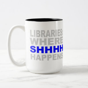 Caneca De Café Em Dois Tons Bibliotecas onde SHHH Ocorre Presente no Estudo Bi
