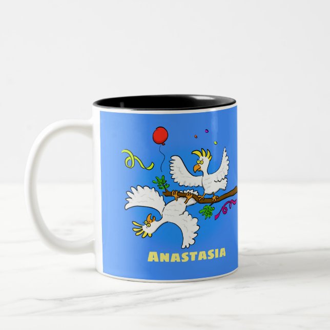 Caneca De Café Em Dois Tons Bicatuta de pássaros engraçados (Esquerda)