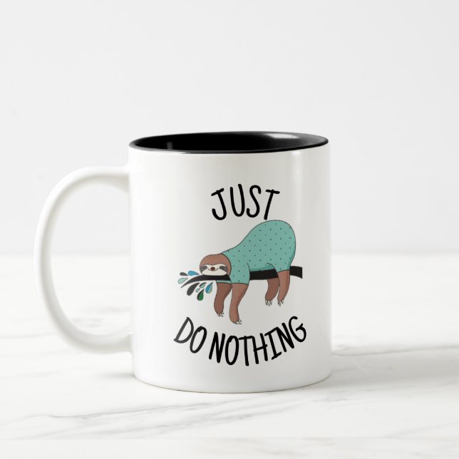 Caneca De Café Em Dois Tons Bicho Preguiça Só Não Faz Nada (Esquerda)