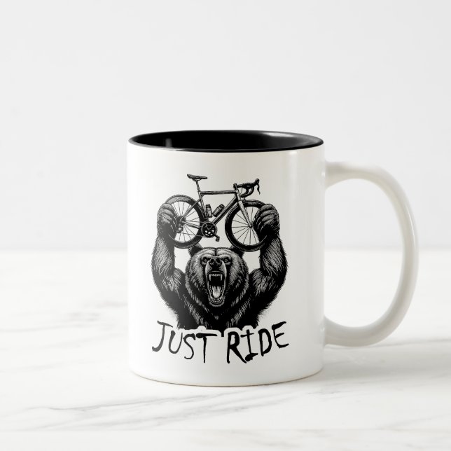 Caneca De Café Em Dois Tons Bicicleta Apenas Urso de Corrida (Direita)