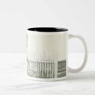 Caneca De Café Em Dois Tons Bicicleta da equitação da menina
