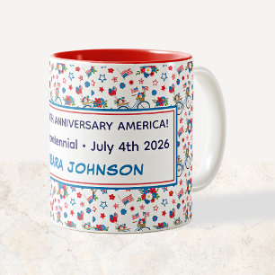 Caneca De Café Em Dois Tons Bicicletas Flores Bandeiras Balões Semiquincentená