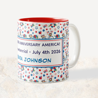 Caneca De Café Em Dois Tons Bicicletas Flores Bandeiras Balões Semiquincentená