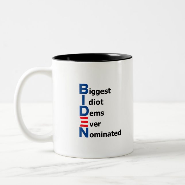 Caneca De Café Em Dois Tons Biden Idiot Mug 01 (Esquerda)