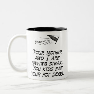 Caneca De Café Em Dois Tons Bife contra Hotdogs
