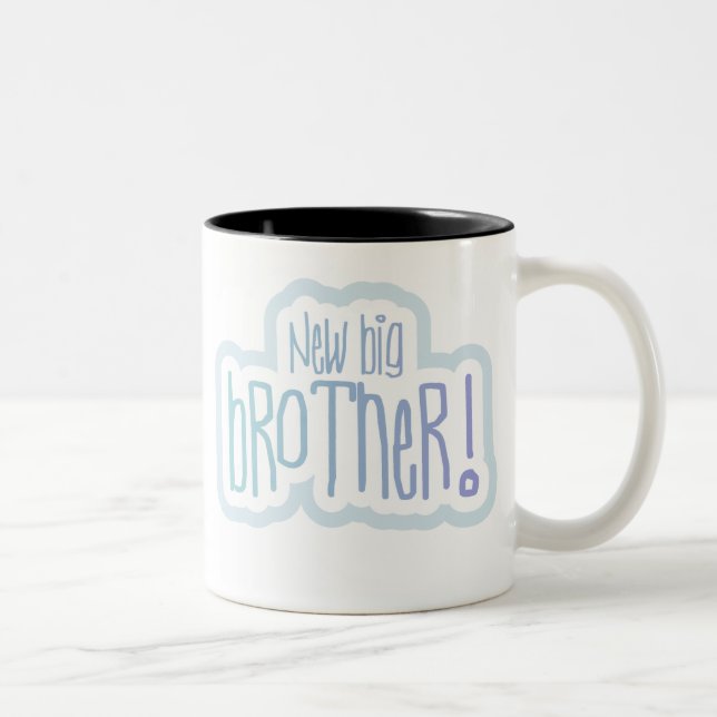 Caneca De Café Em Dois Tons Big brother novo do texto azul (Direita)