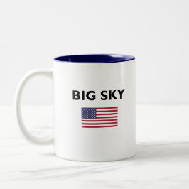 Caneca De Café Em Dois Tons Big Sky USA American Flag Light-Color