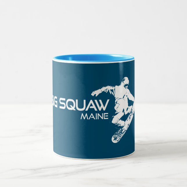 Caneca De Café Em Dois Tons Big Squaw Maine Snowboarder (Centro)