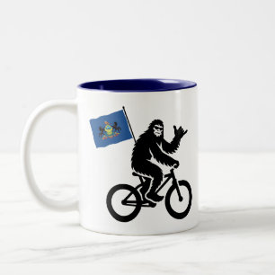 Caneca De Café Em Dois Tons Bigfoot Ciclismo Bandeira da Pensilvânia