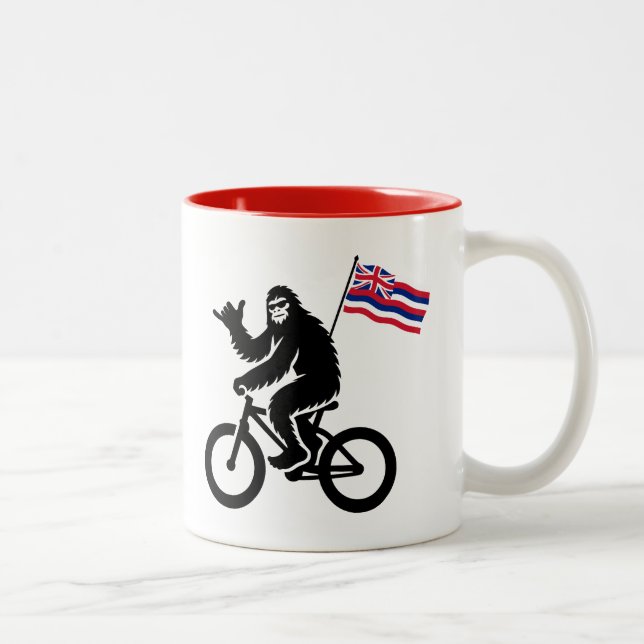 Caneca De Café Em Dois Tons Bigfoot Cycling Hawaii Flag (Direita)