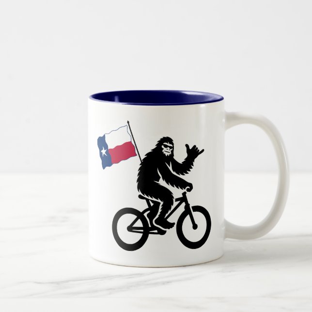 Caneca De Café Em Dois Tons Bigfoot Cycling Texas Flag (Direita)