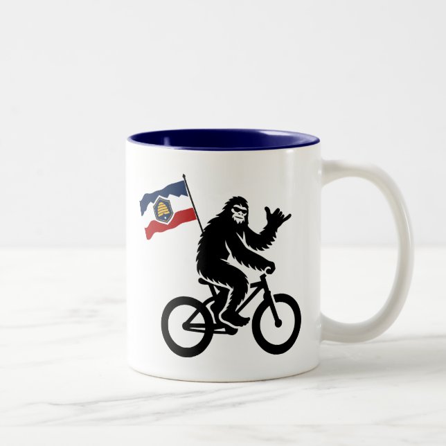 Caneca De Café Em Dois Tons Bigfoot Cycling Utah Flag (Direita)