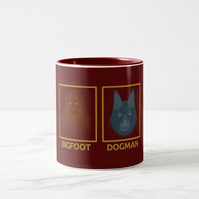 Caneca De Café Em Dois Tons Bigfoot e Dogman Mug (Centro)