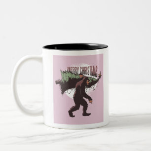 Caneca De Café Em Dois Tons Bigfoot Feliz Natal
