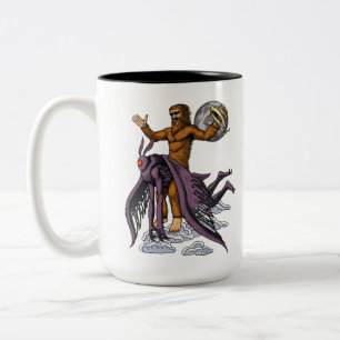 Caneca De Café Em Dois Tons Bigfoot Riding Mothman