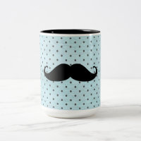 Bigode preto engraçado em bolinhas do azul da