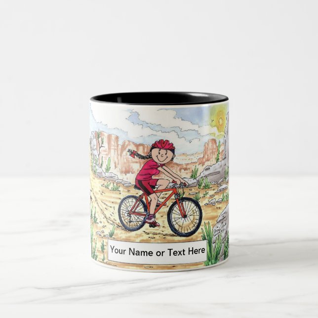 Caneca De Café Em Dois Tons Bike Mountain Bike - Cartoon feminino (Centro)