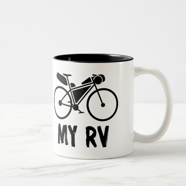 Caneca De Café Em Dois Tons Bikepacking, meu veículo recreacional (Direita)