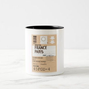 Caneca De Café Em Dois Tons Bilhete de avião Paris França