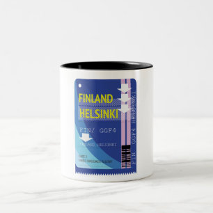 Caneca De Café Em Dois Tons bilhete de viagem Finlândia Helsinque