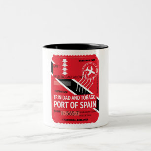 Caneca De Café Em Dois Tons bilhete de viagem porto de espanha trinidad e toba