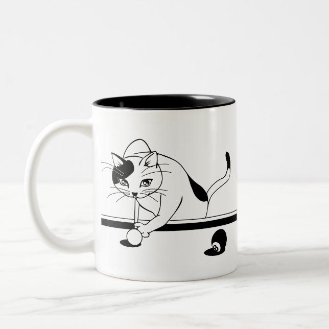 Caneca De Café Em Dois Tons Billiard Game Cat. (Esquerda)