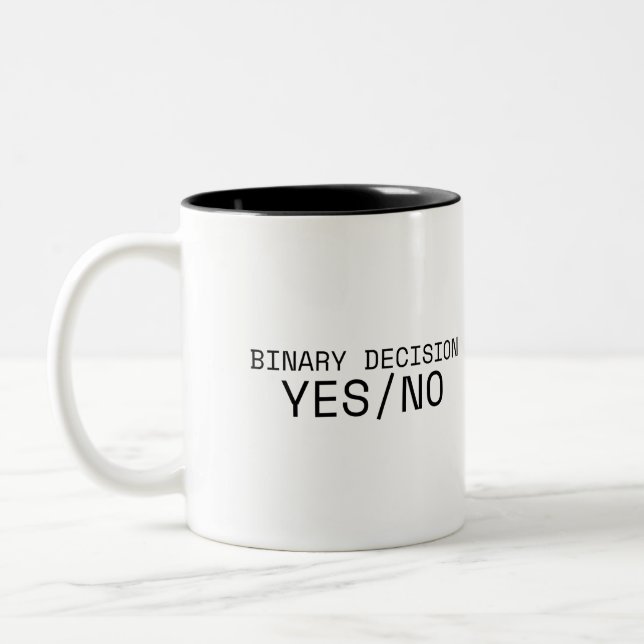 Caneca De Café Em Dois Tons Binary Decision Yes No Minimalist (Esquerda)