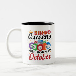 Caneca De Café Em Dois Tons Bingo Birthday Bingo Queens São Nasceres em outubr