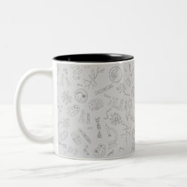 Caneca De Café Em Dois Tons Biology diagram pattern black grey