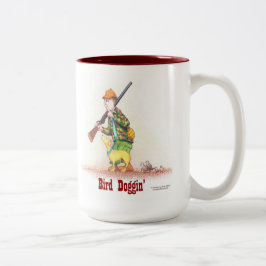 Caneca De Café Em Dois Tons Bird Doggin' a whimsical look at a hunter and dog