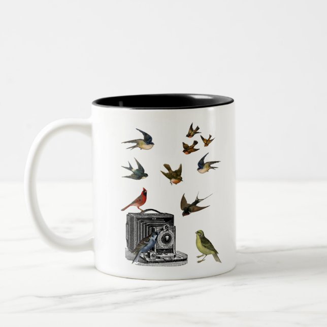 Caneca De Café Em Dois Tons Birdwatch gifts ornitólogo twitador Birdlove (Esquerda)