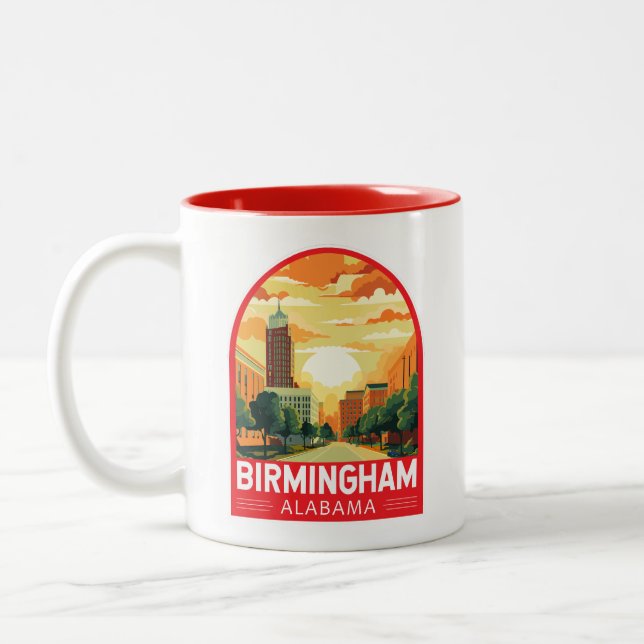 Caneca De Café Em Dois Tons Birmingham Alabama Viagem Art Emblem (Esquerda)
