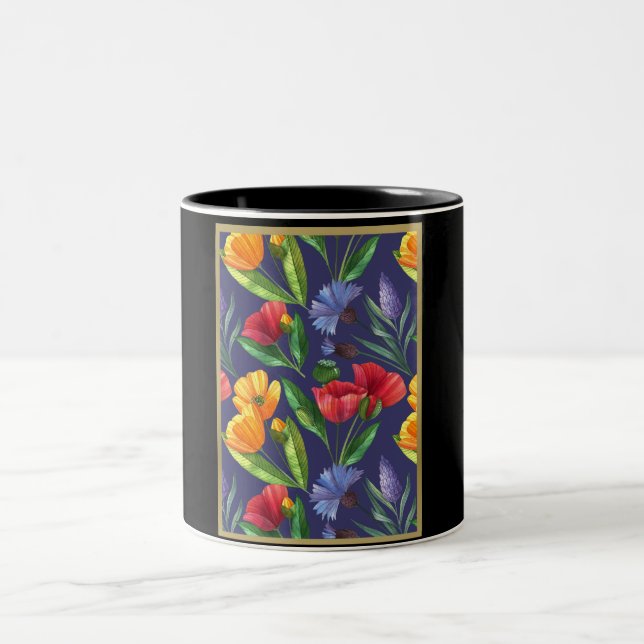 Caneca De Café Em Dois Tons Birth Month Flower August Poppy (Centro)