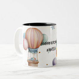 Caneca De Café Em Dois Tons Birthday Greeting Mug – Colorful Balloon Artwork
