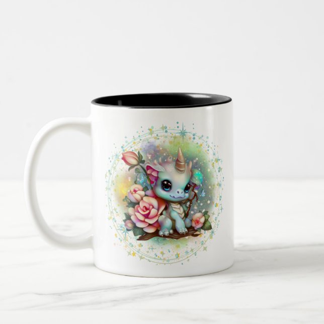 Caneca De Café Em Dois Tons Birthstone outubro Opal Dragon Mug (Esquerda)