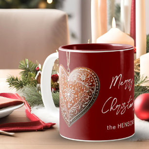 Caneca De Café Em Dois Tons Biscoito de Natal Russo Decorado Tradicional