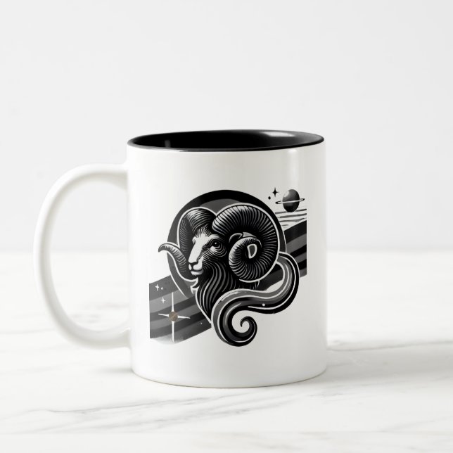 Caneca De Café Em Dois Tons Black and White Aries (Esquerda)