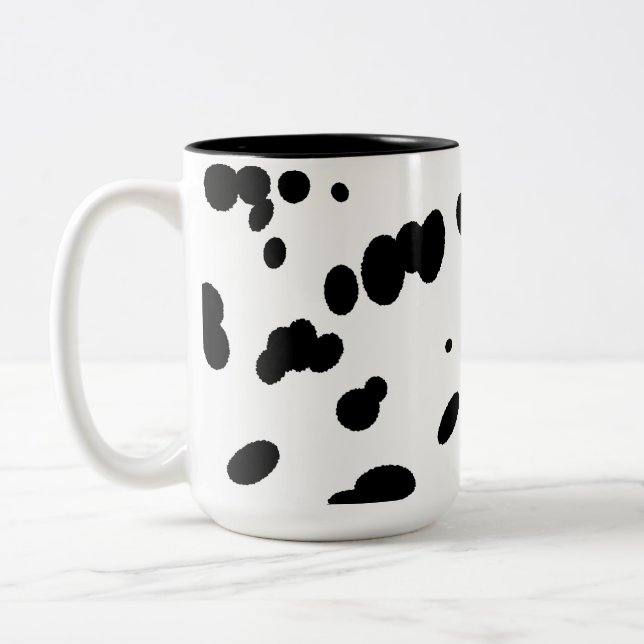 Caneca De Café Em Dois Tons Black and White Dalmatian Spots Dog Fur  (Esquerda)