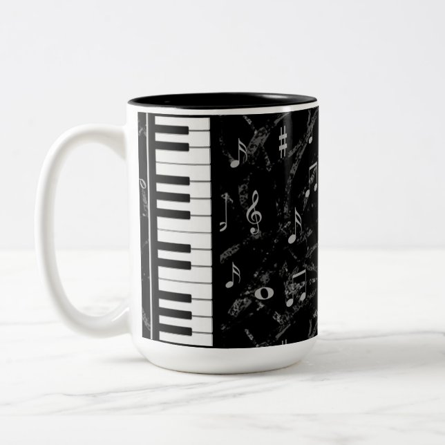 Caneca De Café Em Dois Tons Black and White Piano Music Mug 2 (Esquerda)
