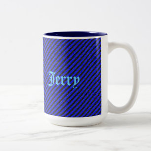 Caneca De Café Em Dois Tons Black Blue Thin Diagonal Stripes